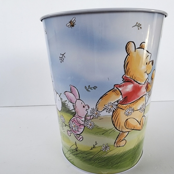 NEW Winnie The Pooh Metal Round Wastebasket Trash Can - Picture 6 of 10